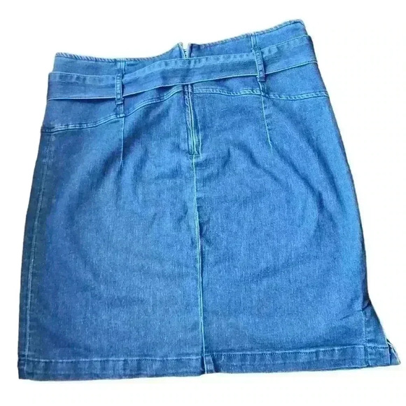 Free People - Livin It Up Denim Pencil Mini Skirt - Denim Blue sz 12 - Picture 4 of 7